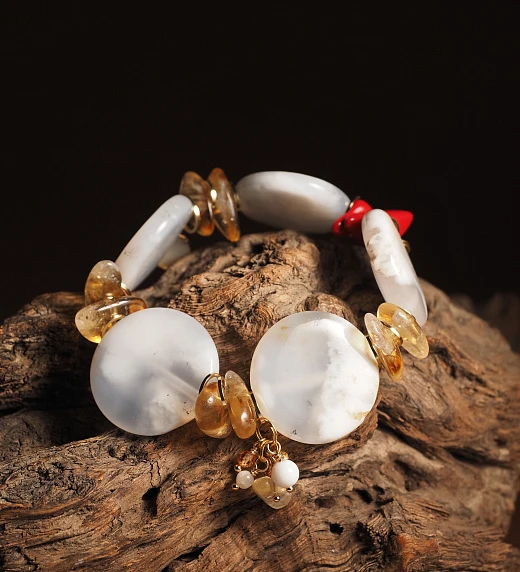 Браслет женский из Сакурового Агата и Цитрина