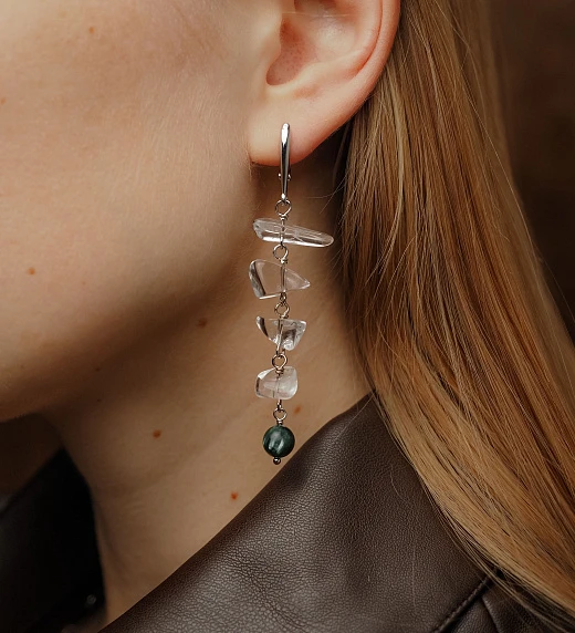 Серьги из Горного хрусталя и Серафинита №2