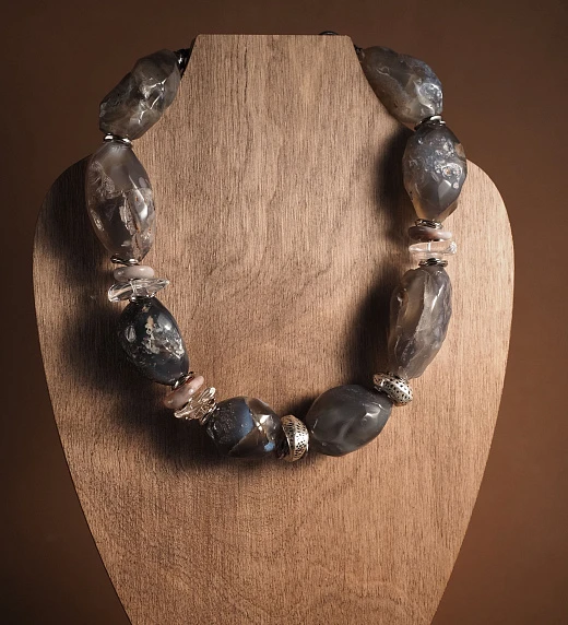 Чокер из Агата и Горного хрусталя женский