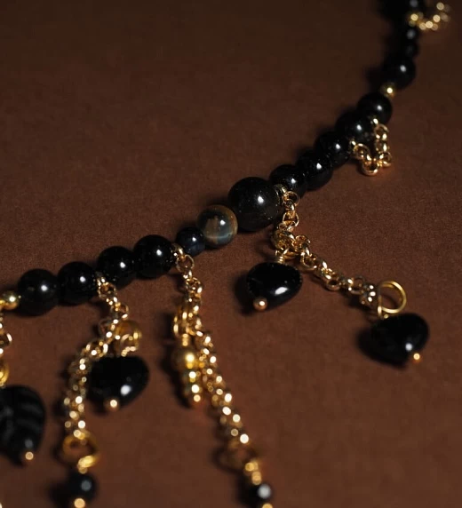 Чокер женский из Агата и Обсидиана