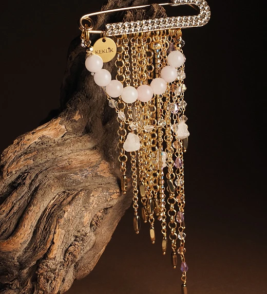 Булавочка из Розового кварца и Цитрина