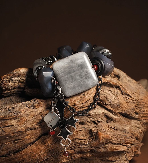 Браслет женский из Турмалинового кварца, Кошачьего глаза, Агата, Граната и Гематита