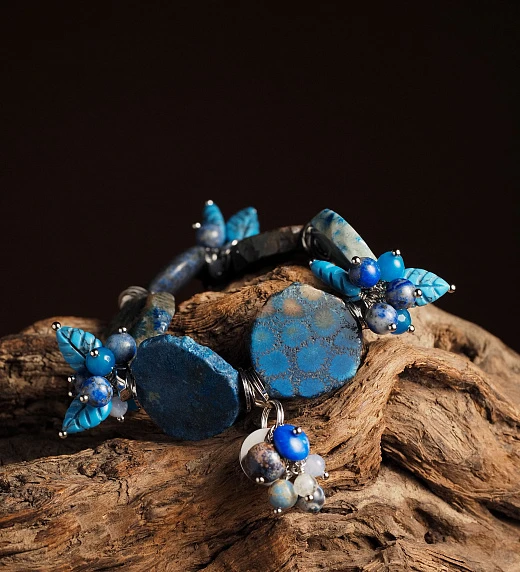 Браслет женский из Коралла и Лазурита