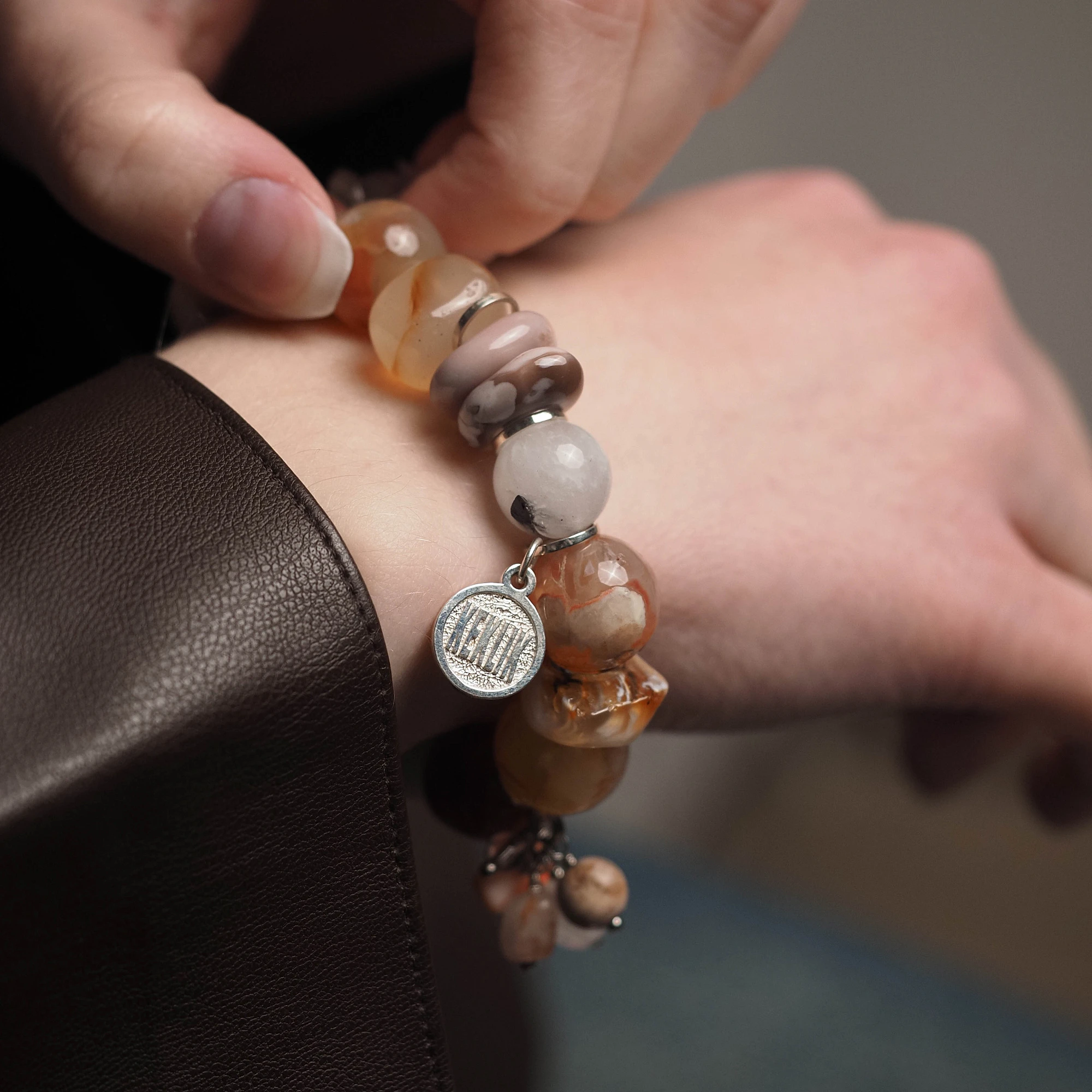 Браслет из Агата, Карнеола, Турмалинового кварца и Яшмы женский