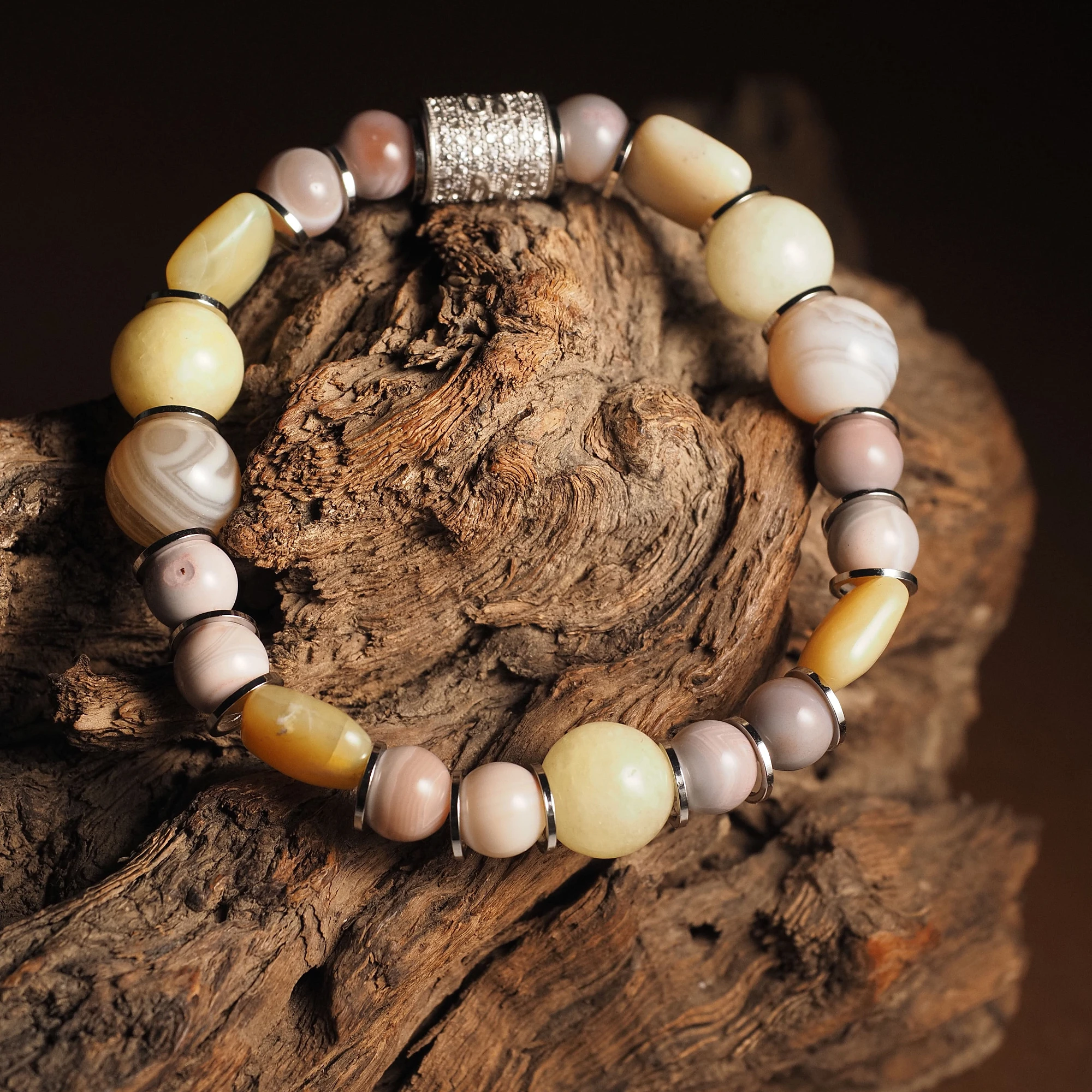 Браслет лаконичный из Агата и Опала