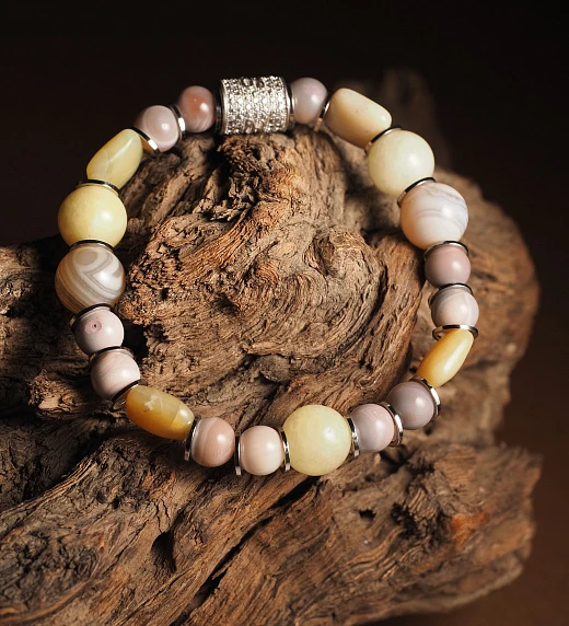 Браслет лаконичный из Агата и Опала