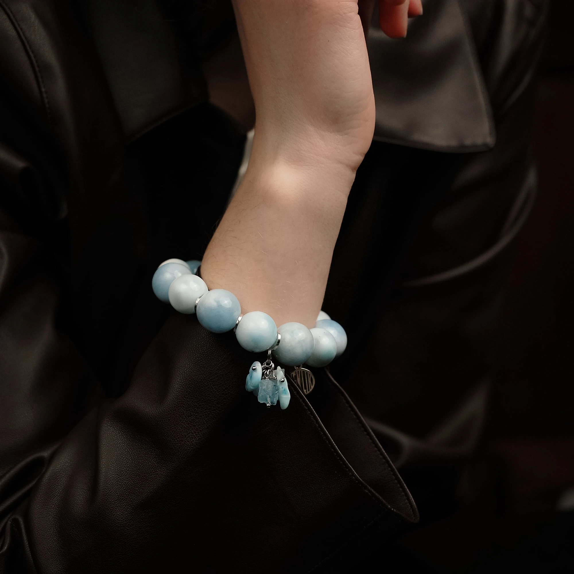 Браслет женский из Аквамарина и Ларимара