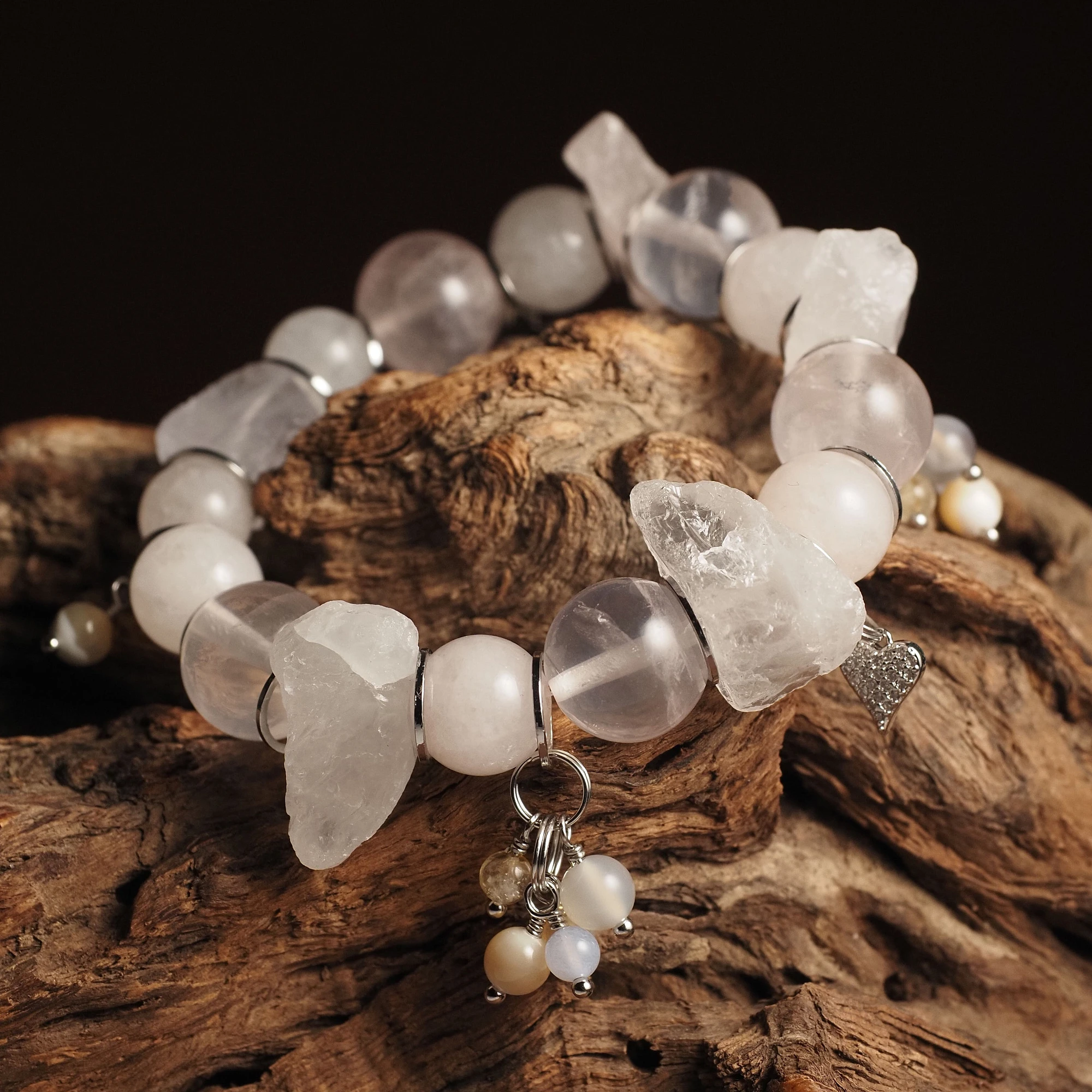 Браслет женский из Розового кварца №1