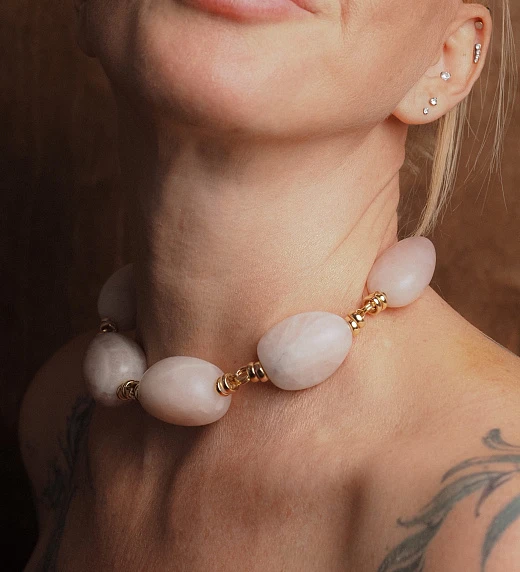 Чокер женский из Розового кварца №2