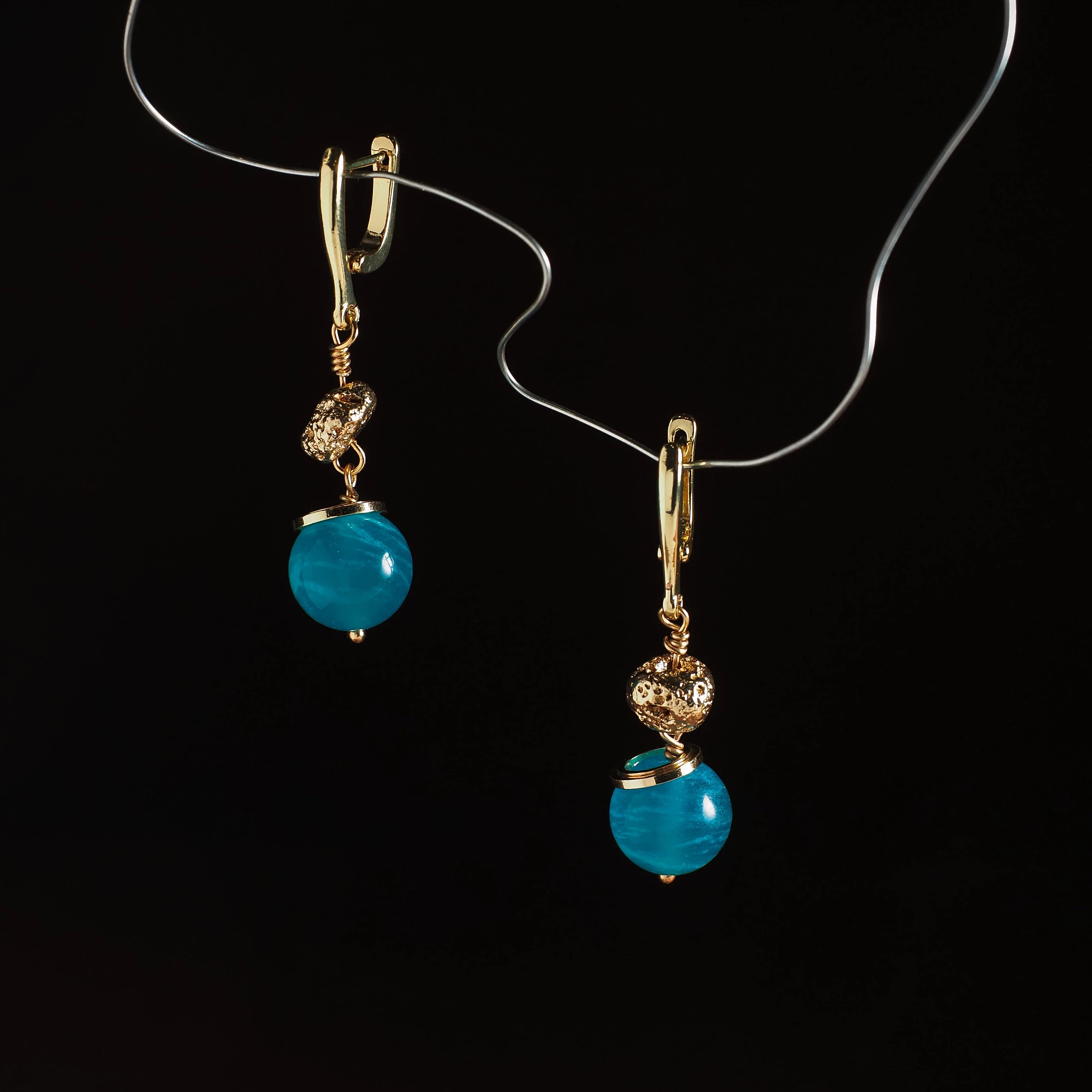 Серьги из Амазонита и Вулканита