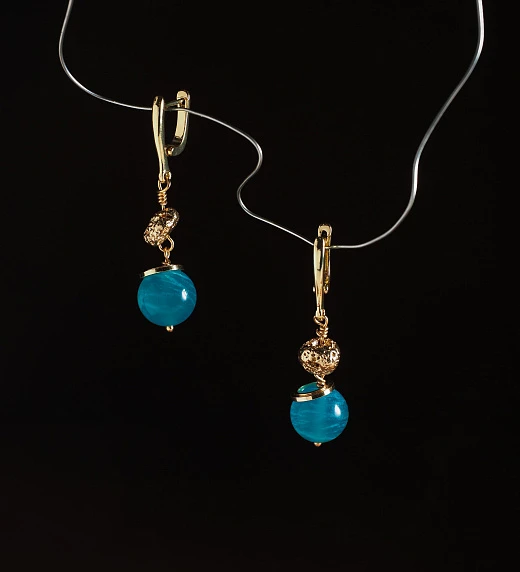 Серьги из Амазонита и Вулканита