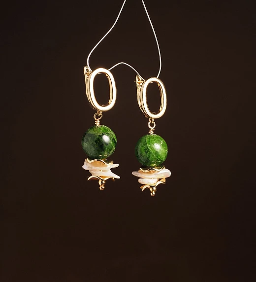 Серьги из Изумруда и Жемчуга