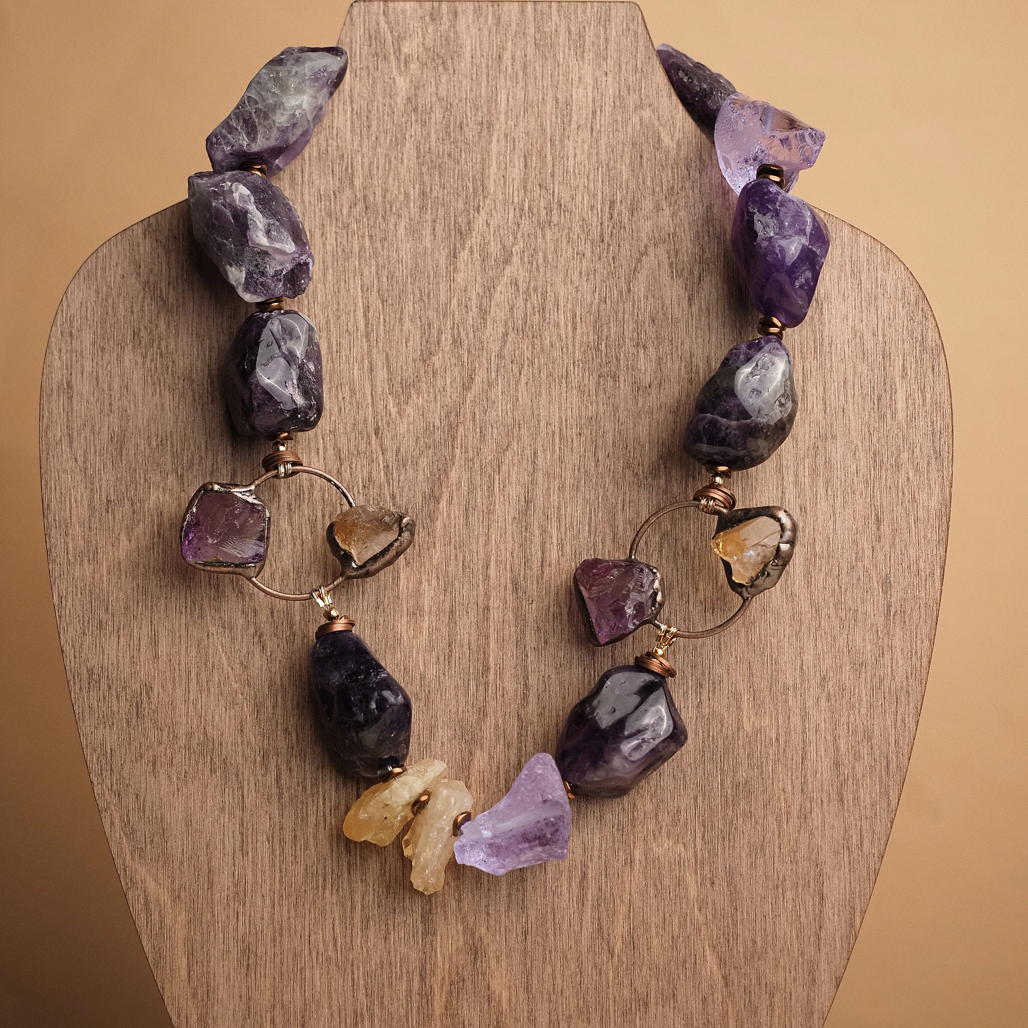 Колье из Аметиста и Цитрина