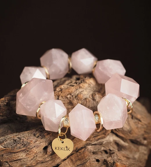 Браслет женский из Розового кварца №4