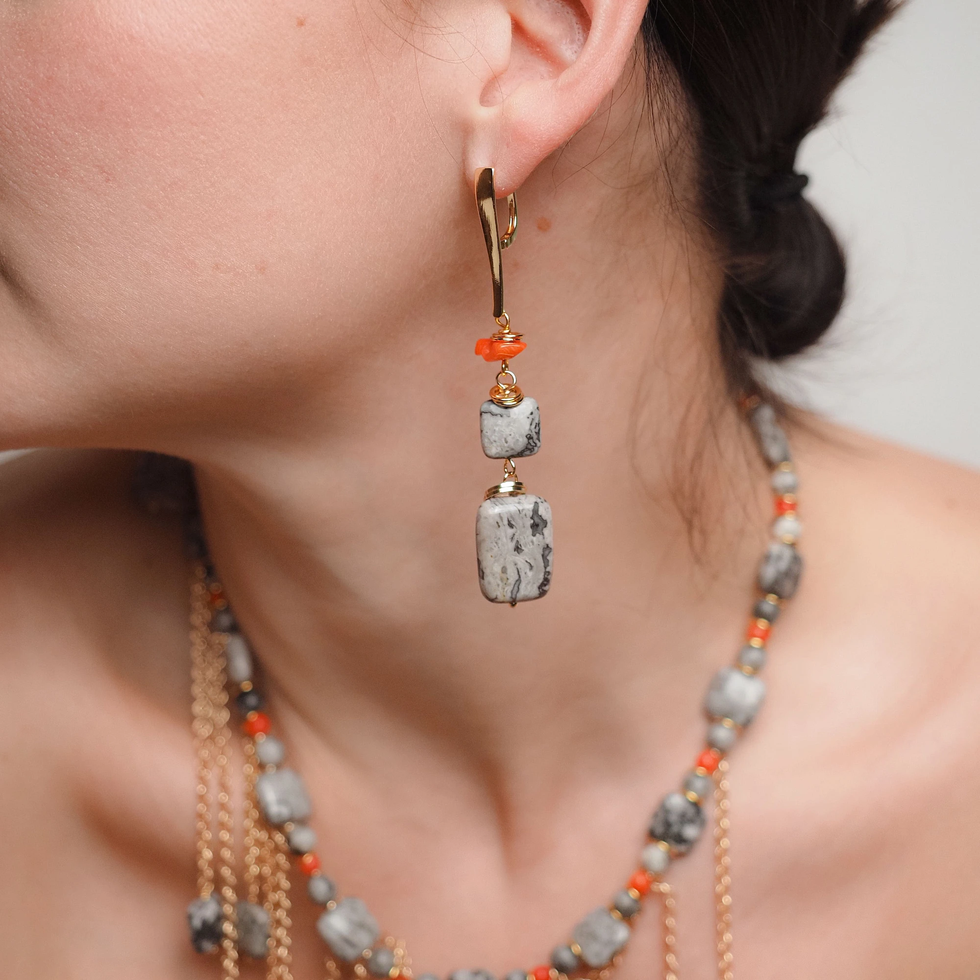 Серьги из Яшмы и Коралла