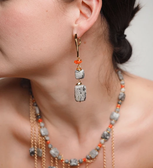 Серьги из Яшмы и Коралла