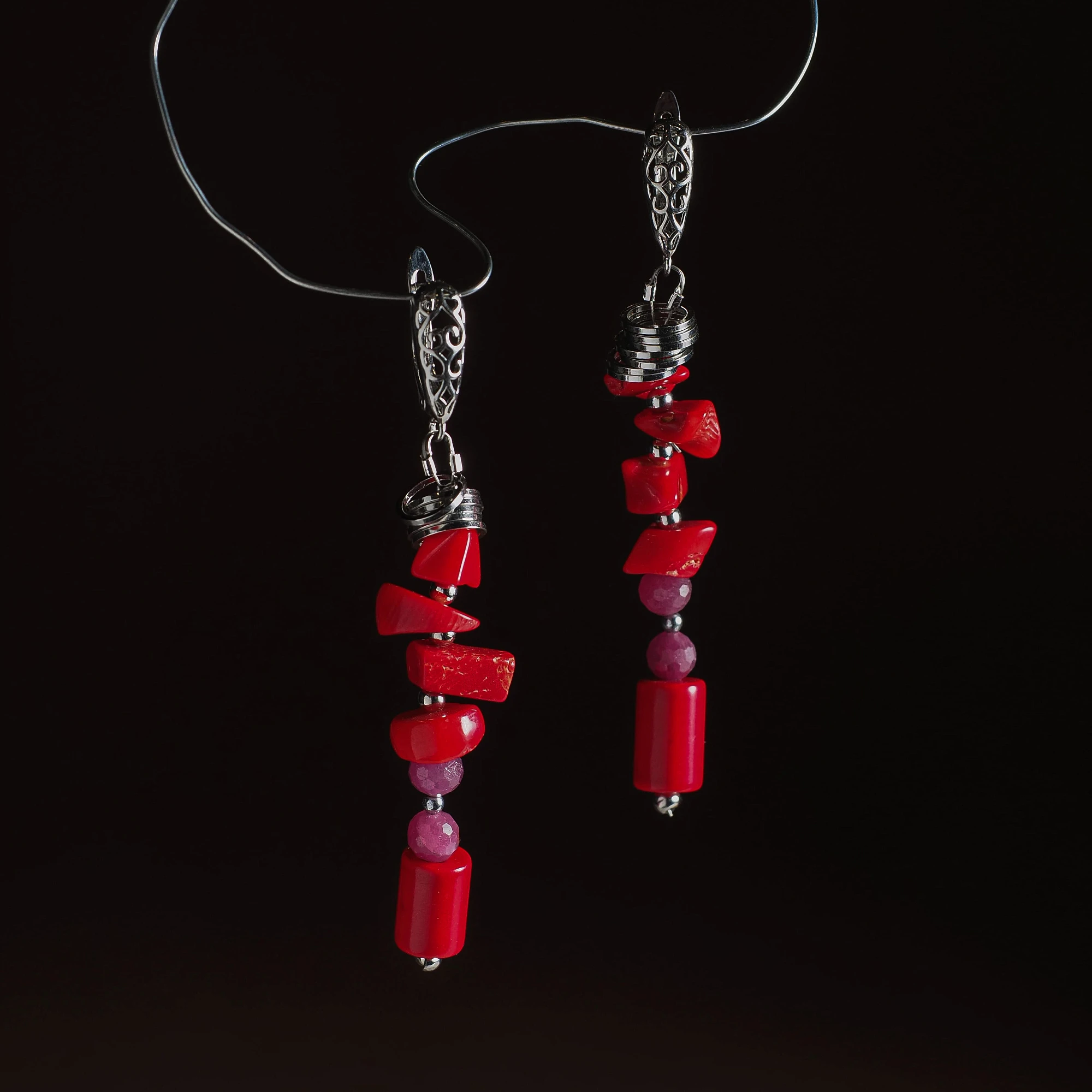 Серьги из Коралла и Корунда