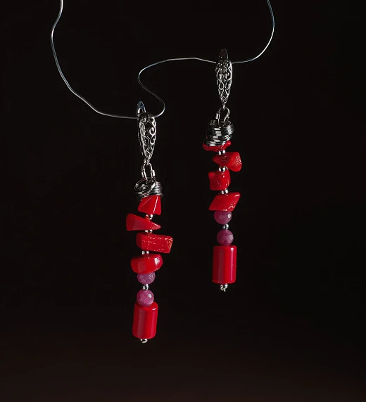 Серьги из Коралла и Корунда