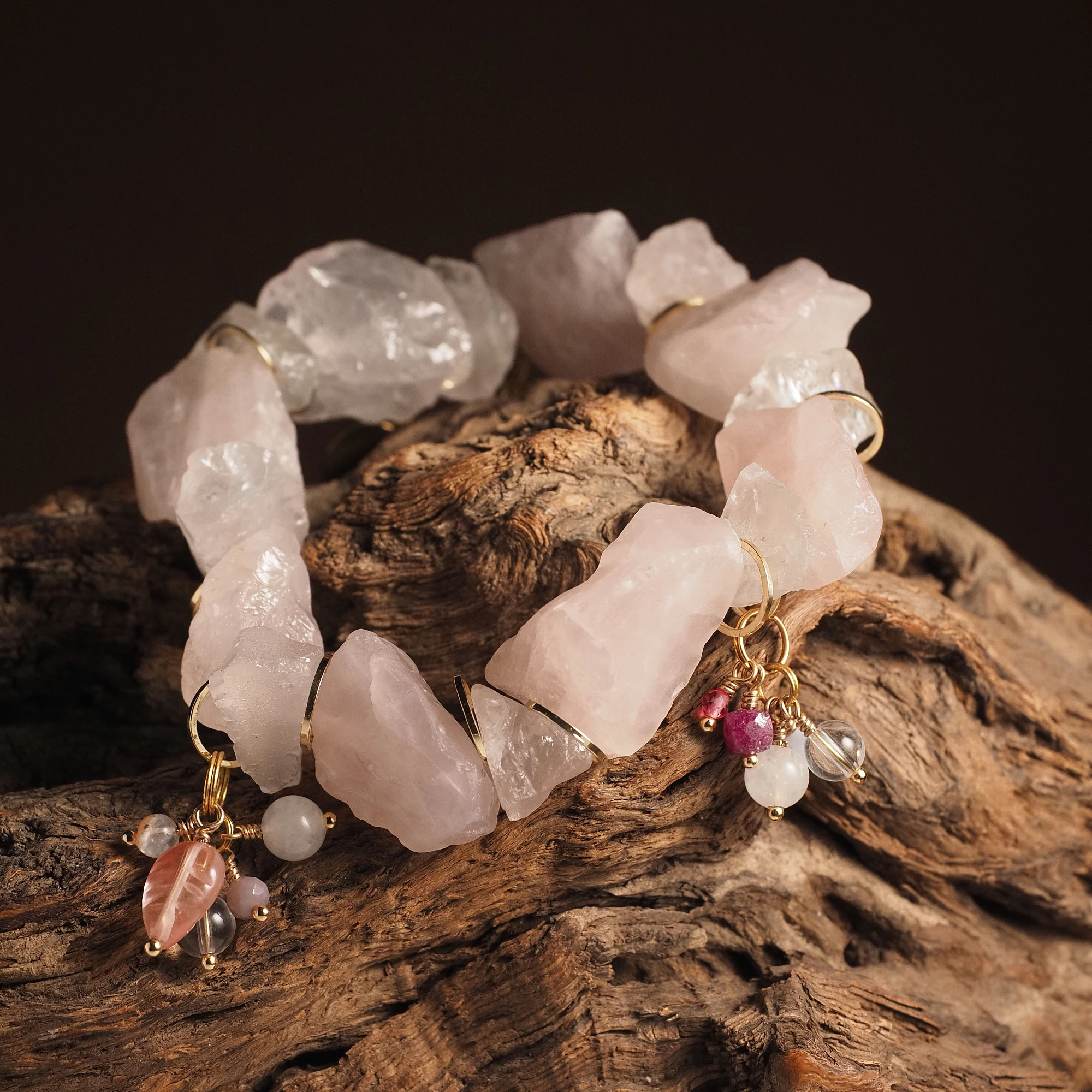 Браслет женский из Розового кварца №6