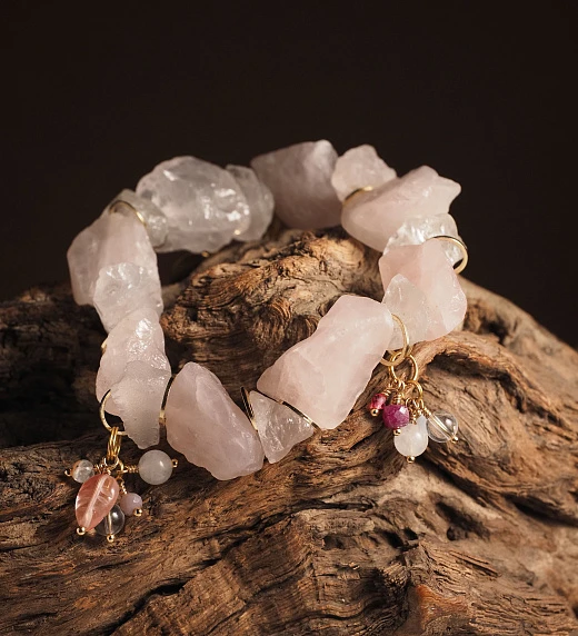 Браслет женский из Розового кварца №6
