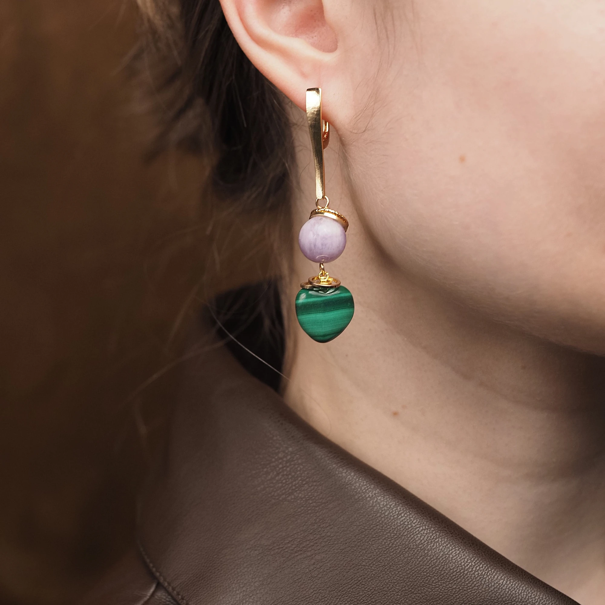 Серьги из Аметиста и Малахита