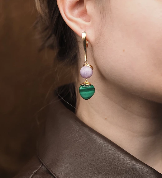 Серьги из Аметиста и Малахита