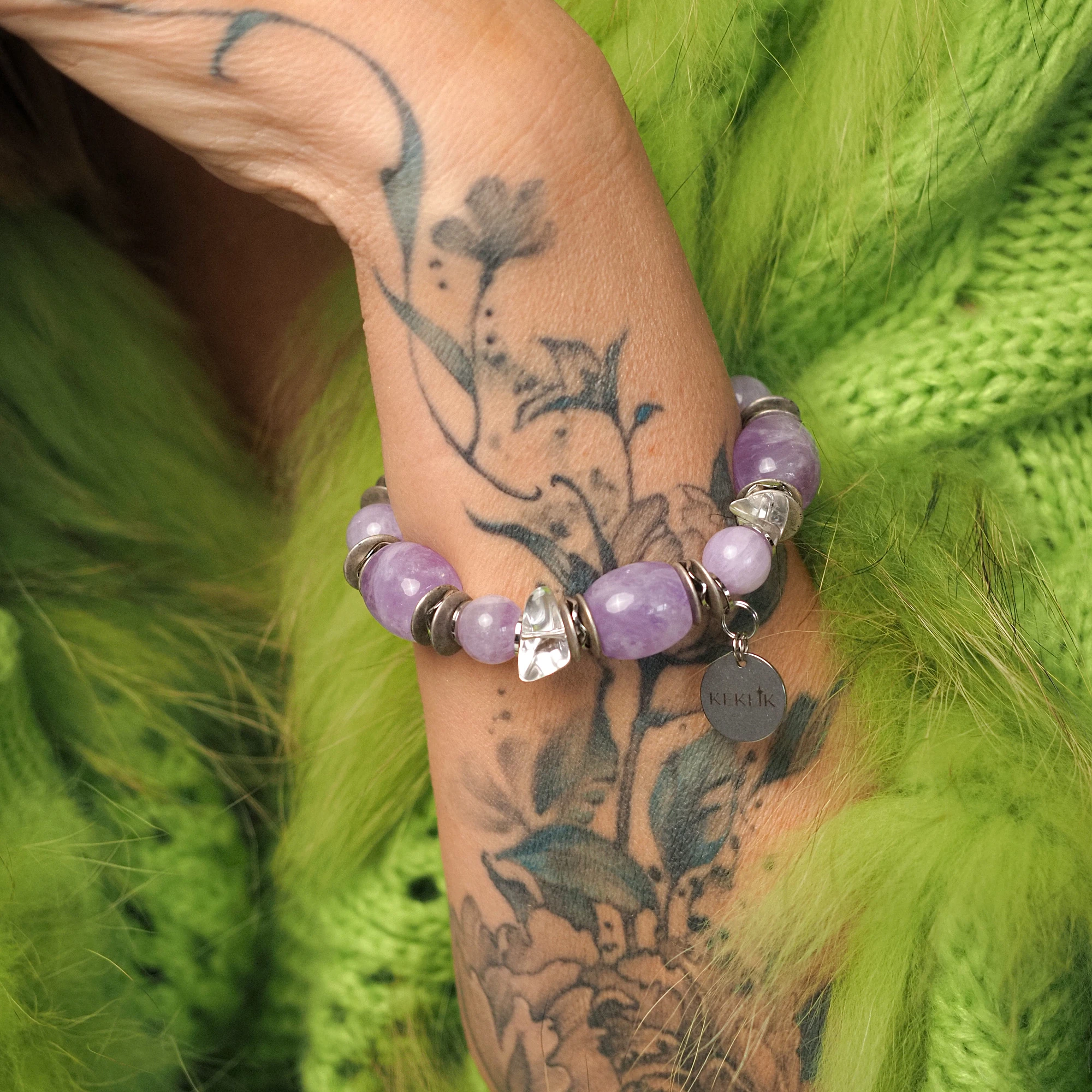 Браслет женский из Аметиста и Горного хрусталя №2