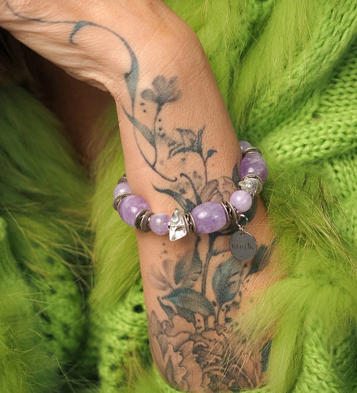 Браслет женский из Аметиста и Горного хрусталя №2