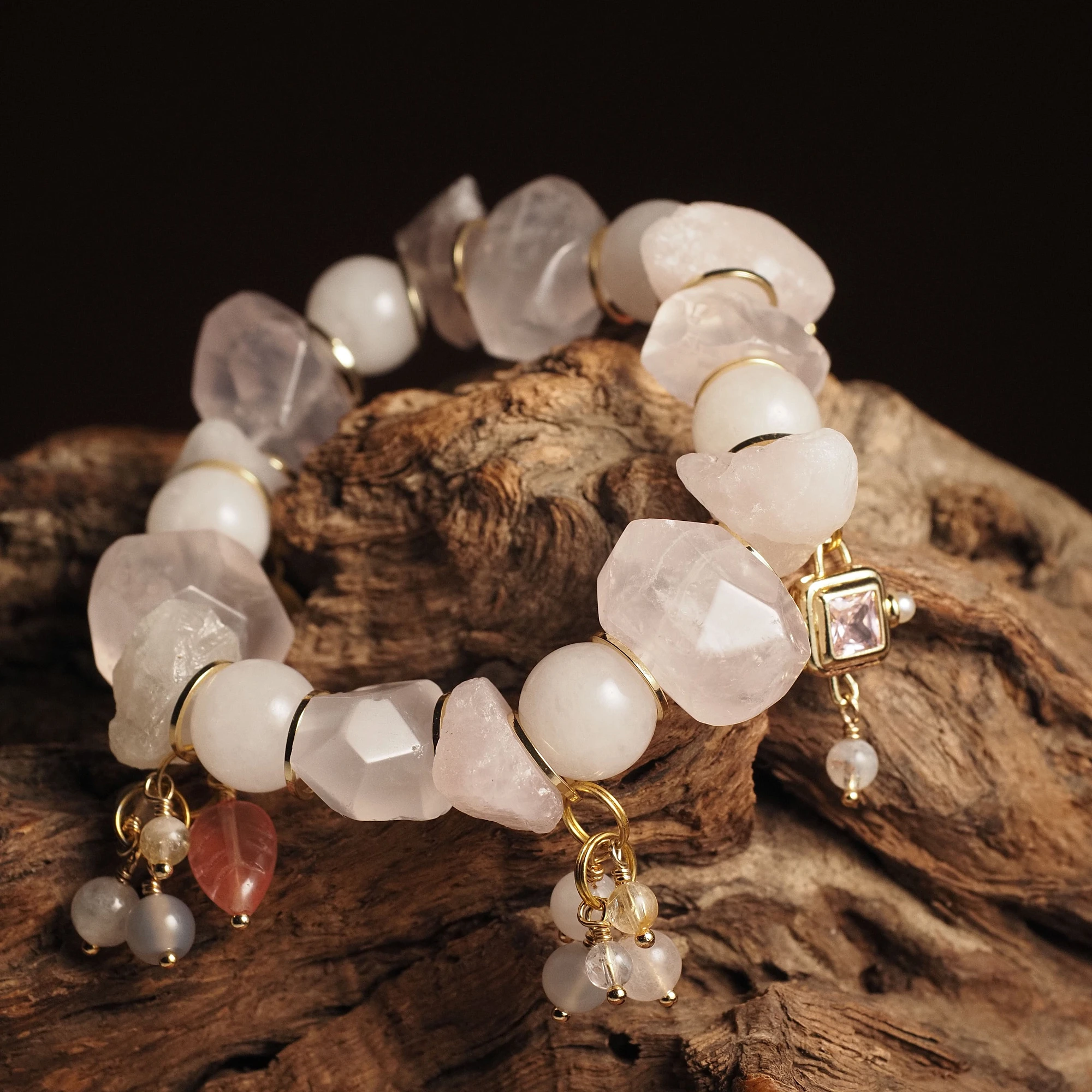 Браслет женский из Розового кварца №2