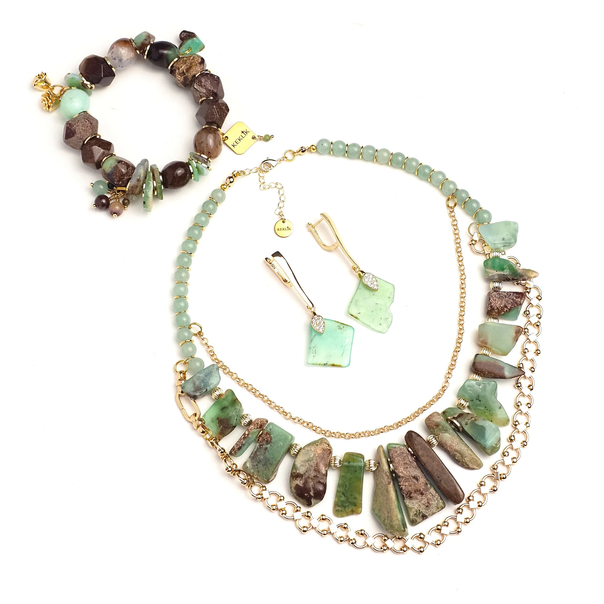 Чокер женский из Хризопраза