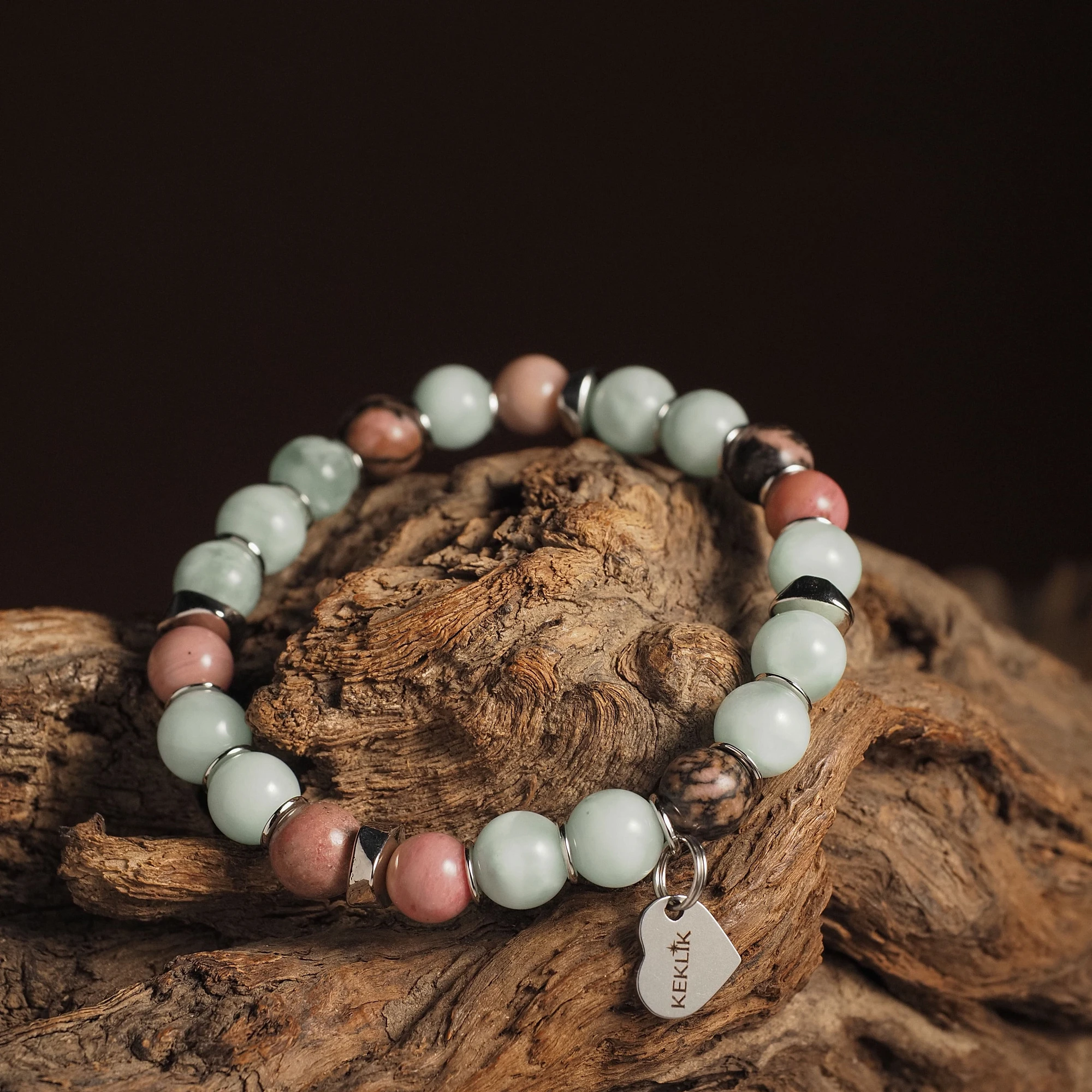 Браслет женский из Диопсида и Родонита №1