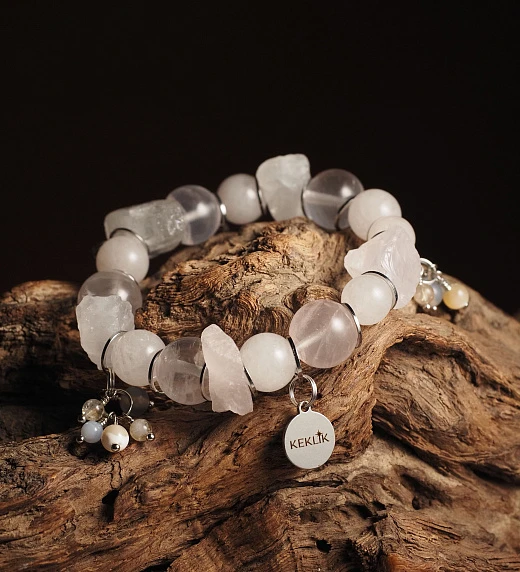 Браслет женский из Розового кварца №1