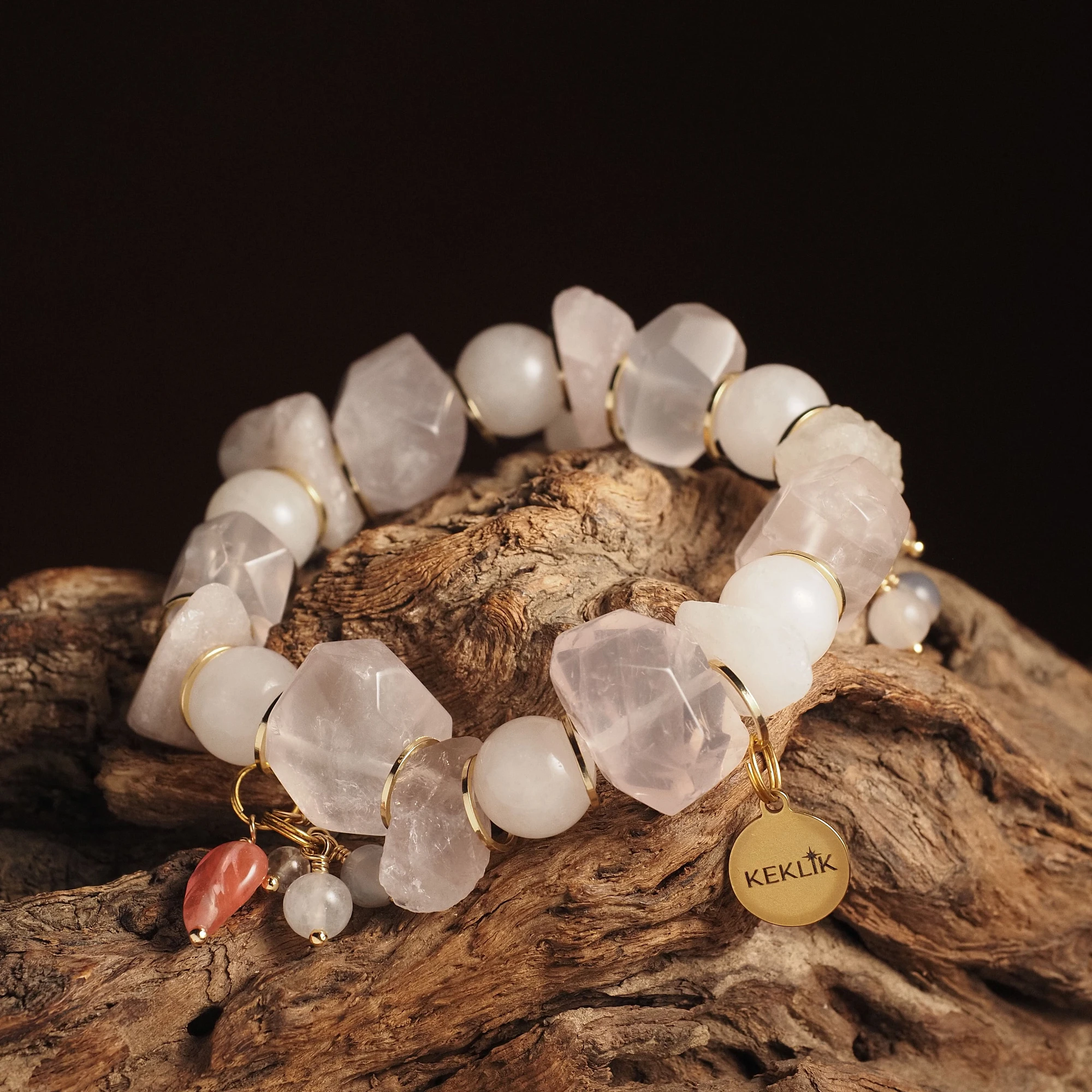 Браслет женский из Розового кварца №2