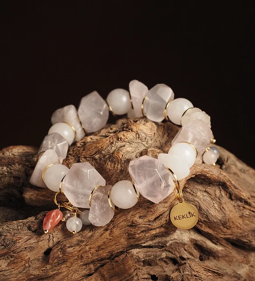 Браслет женский из Розового кварца №2
