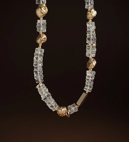 Чокер женский из зеленого Аметиста, Вулканита и Гематита