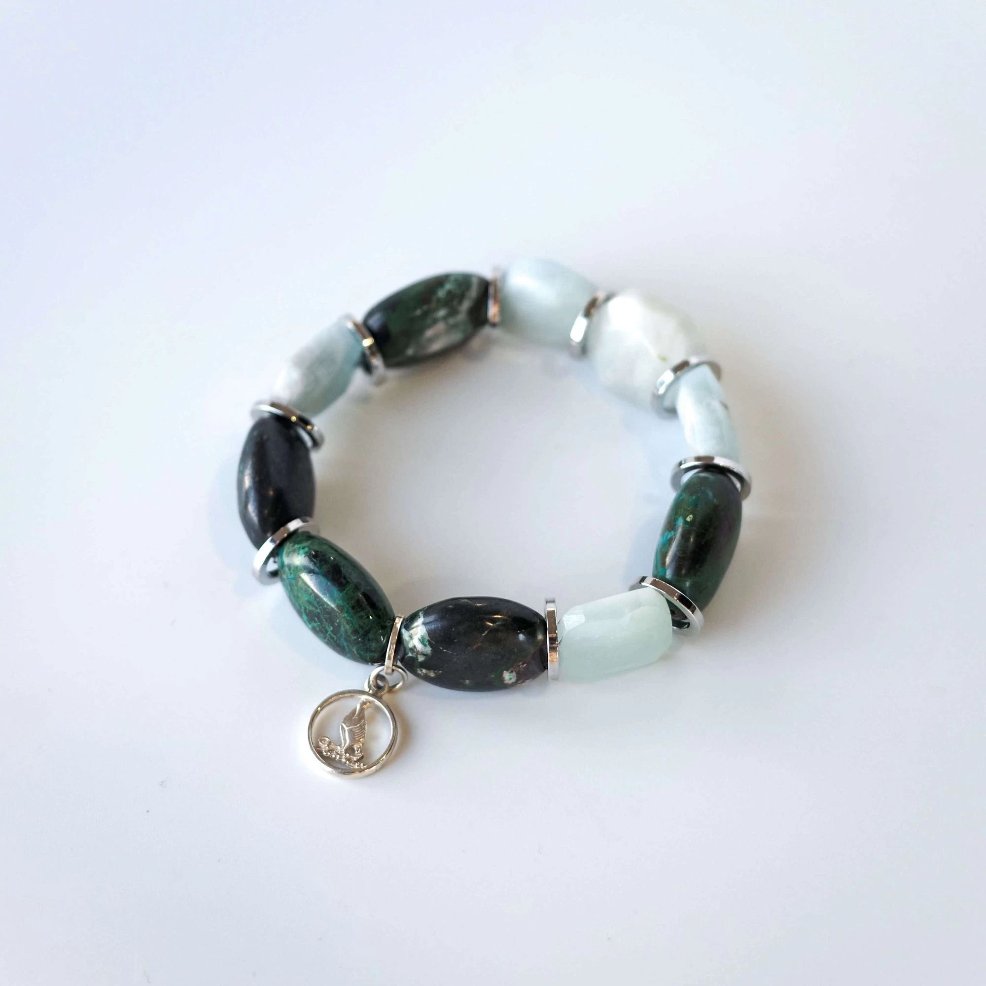Браслет женский из Аквамарина и Хризоколлы