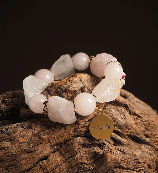 Браслет женский из Розового кварца №7