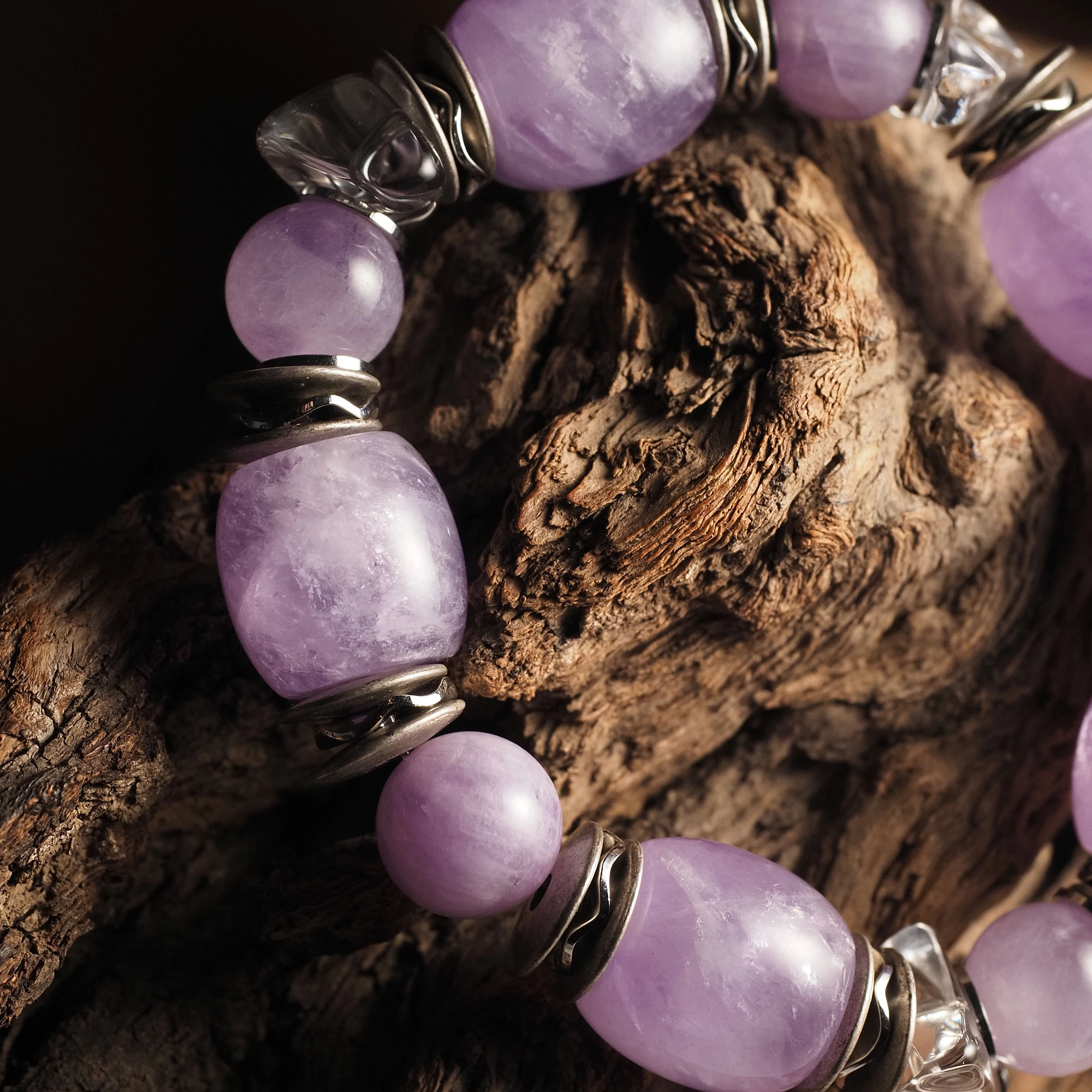 Браслет женский из Аметиста и Горного хрусталя №2