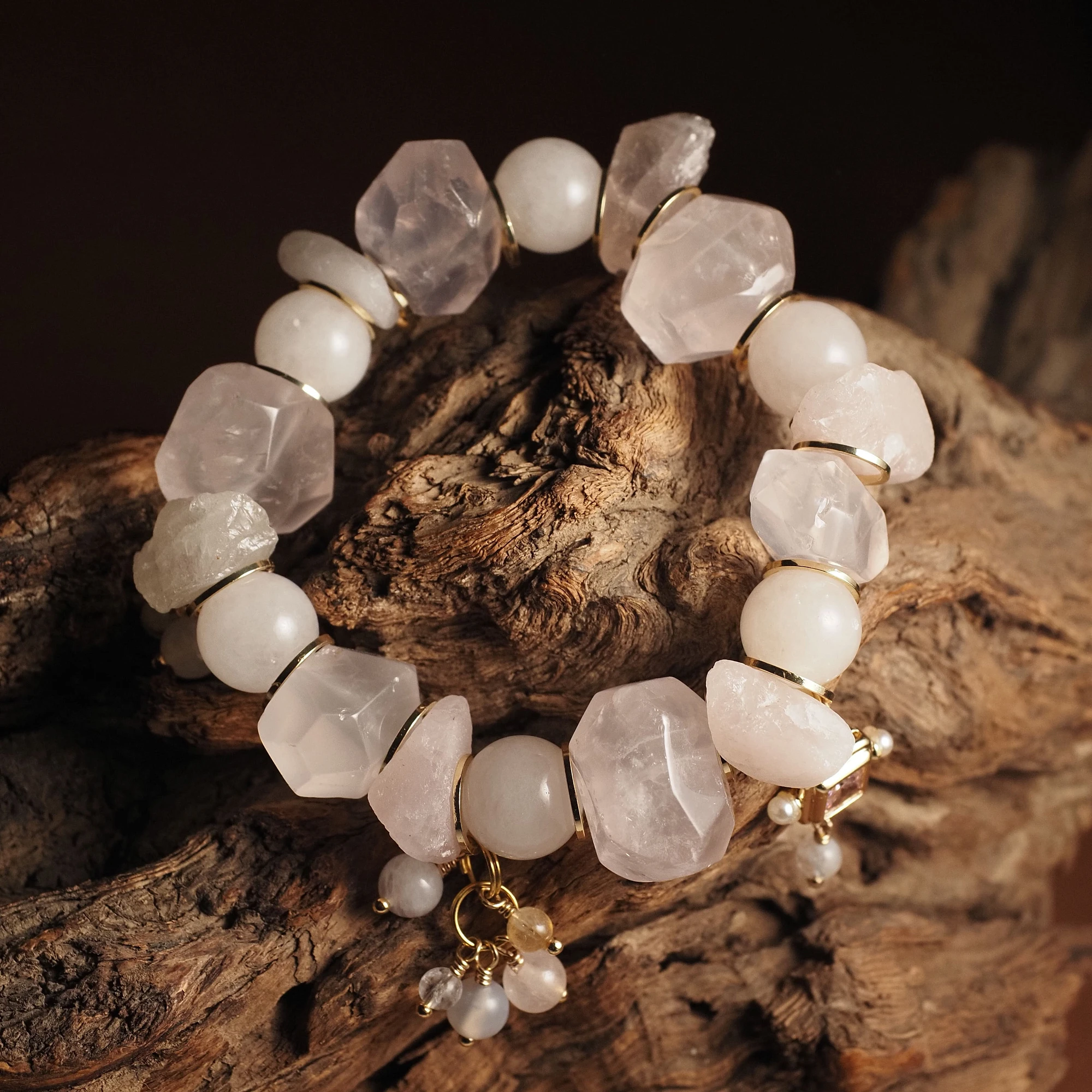 Браслет женский из Розового кварца №2