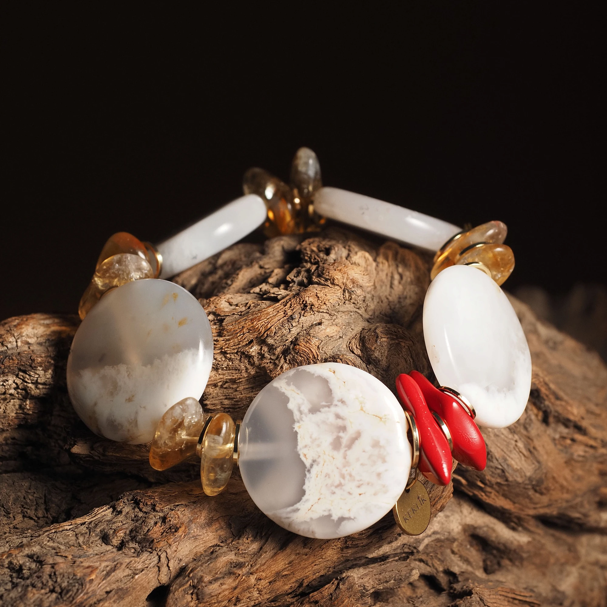 Браслет женский из Сакурового Агата и Цитрина