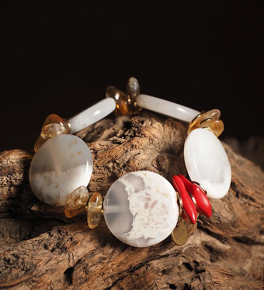 Браслет женский из Сакурового Агата и Цитрина