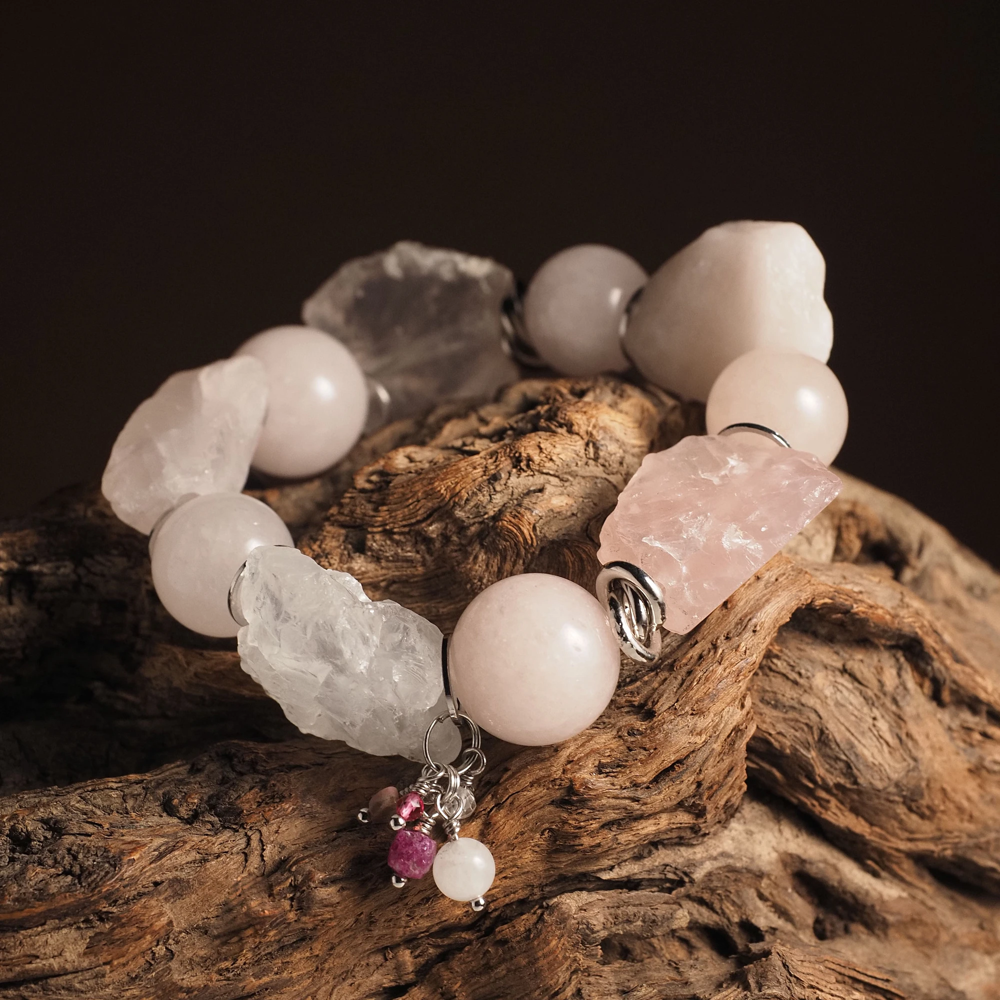 Браслет женский из Розового кварца №8