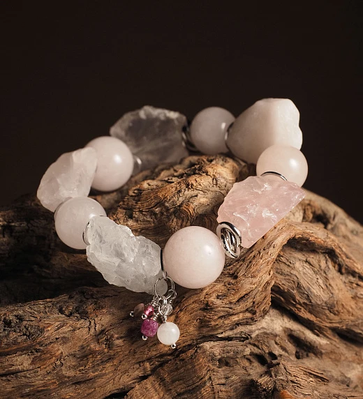 Браслет женский из Розового кварца №8
