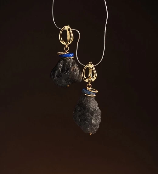 Серьги из Обсидиана и Лазурита