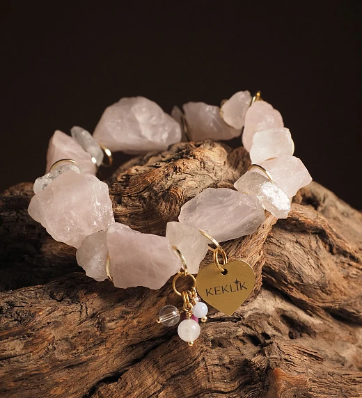 Браслет женский из Розового кварца №6