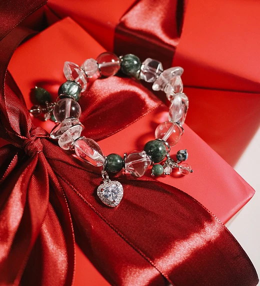 Браслет женский из Горного хрусталя и Серафинита №3