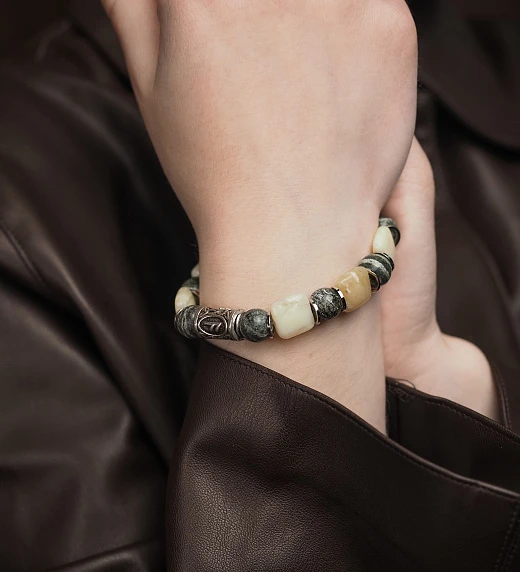 Браслет из Опала и Хризотила лаконичный