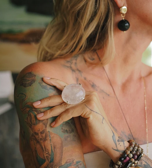 Кольцо из Розового кварца