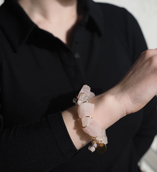 Браслет женский из Розового кварца №6