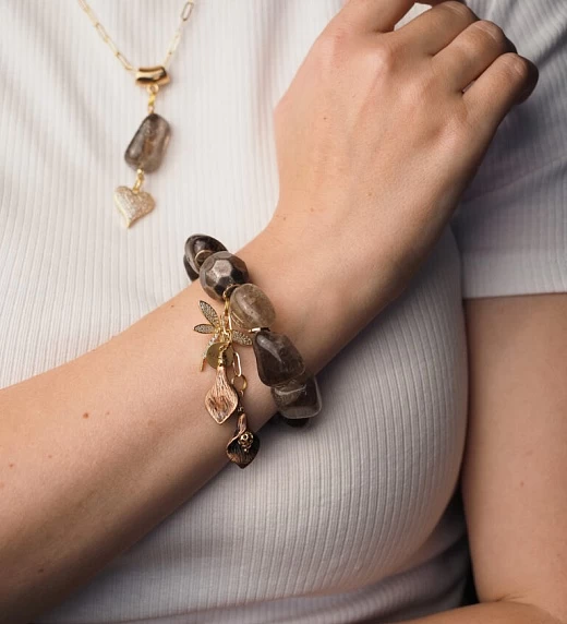 Браслет женский из Раухтопаза №6